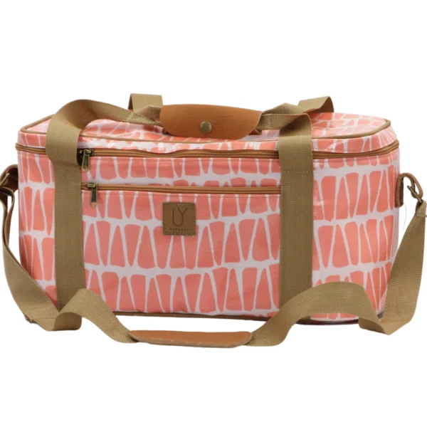 Laminated fabric cooler bag - cracked earth coral