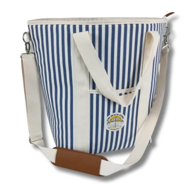 Material Tote Cooler Bag Blue and white stripe