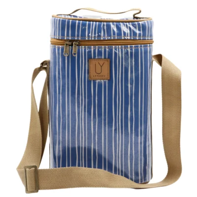 Insulated wine cooler - stripes blue