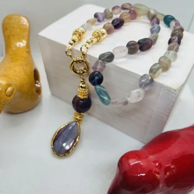 Amethyst necklace with 18 K Gold plated Vermeil