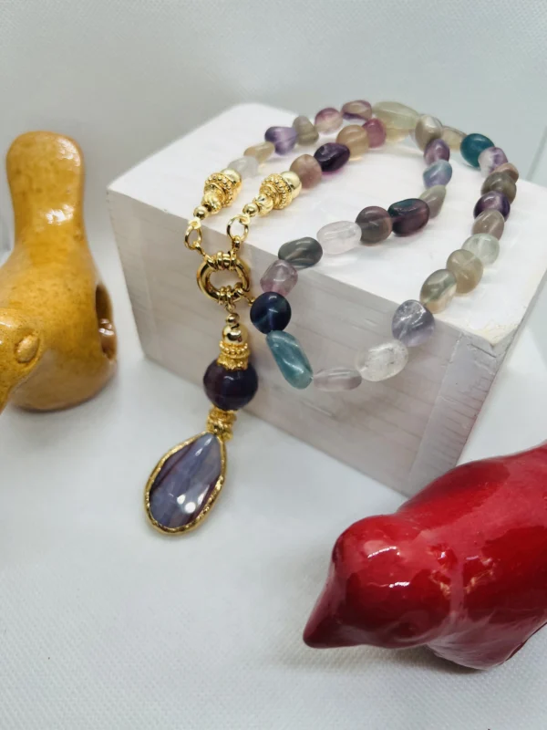 Amethyst necklace with 18 K Gold plated Vermeil