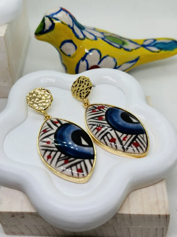 Iris Earrings - Hand painted Ceramics